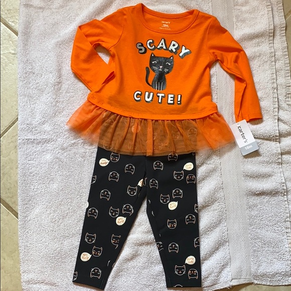 🎃 New Carter’s Halloween Scary & Cute Cat Top & Legging Set - Picture 7 of 11